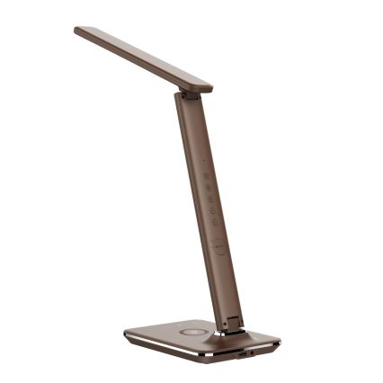 Brilagi - LED zatemnjevalna namizna svetilka z brezžičnim polnjenjem Qi in USB REGINA LED/8,5W/230V rjava