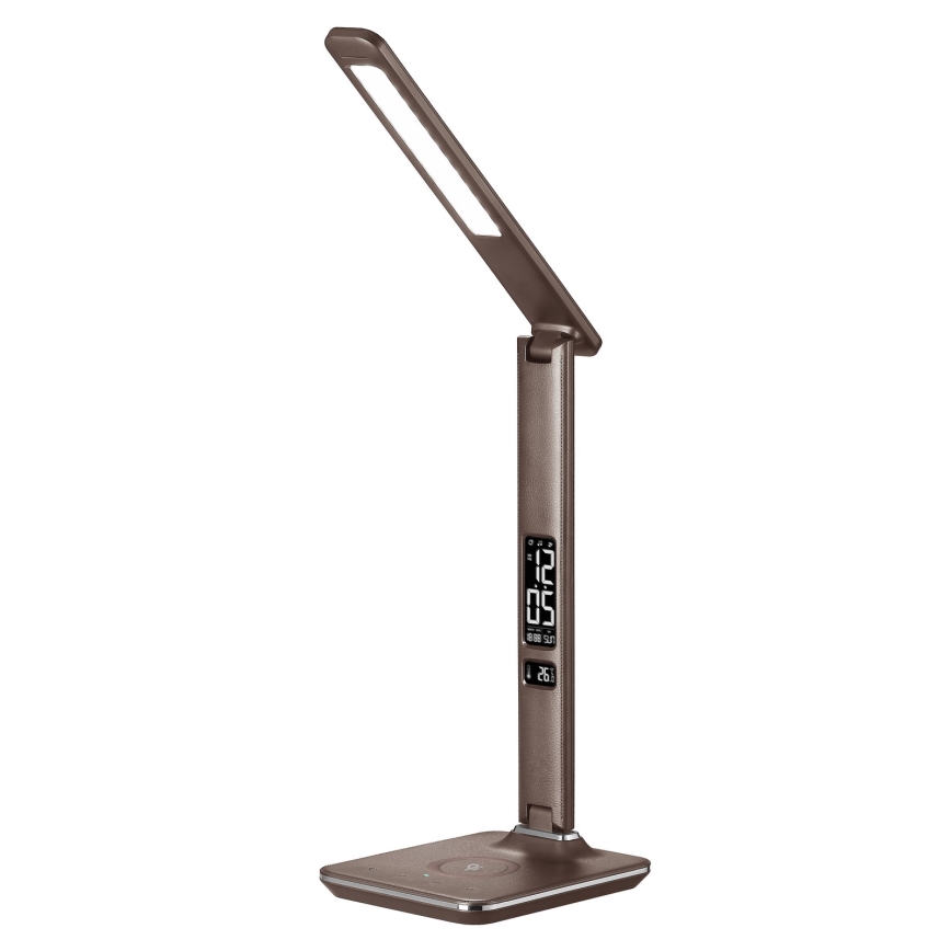 Brilagi - LED zatemnjevalna namizna svetilka z brezžičnim polnjenjem Qi in USB REGINA LED/8,5W/230V rjava