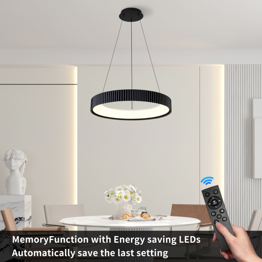 Brilagi - LED Zatemljiv viseči lestenec na kablu FALCON MODERN LED/54W/230V 3000-6500K premer 60 cm črna + daljinski upravljalnik