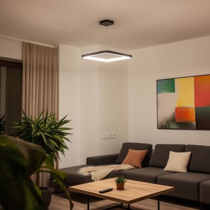 Brilagi - Zatemljiv viseči LED lestenec na jekleni vrvici FALCON SLIM LED/50W/230V 3000-6500K 50x50 cm črna + daljinski upravljalnik