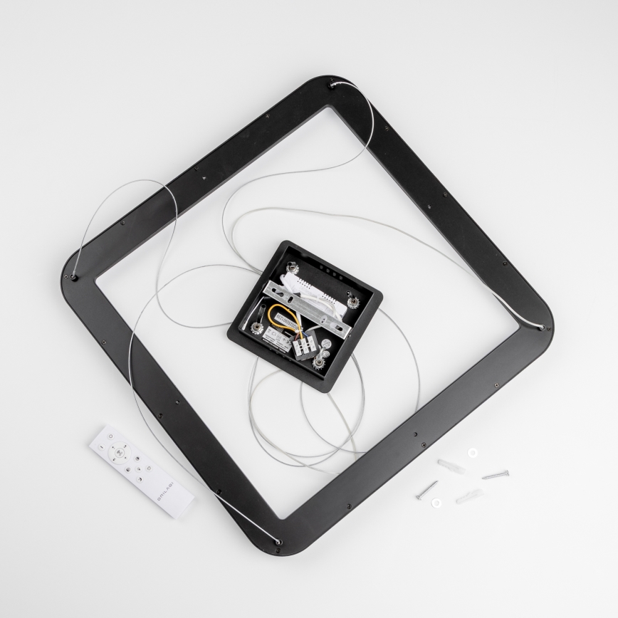 Brilagi - Zatemljiv viseči LED lestenec na jekleni vrvici FALCON SLIM LED/50W/230V 3000-6500K 50x50 cm črna + daljinski upravljalnik