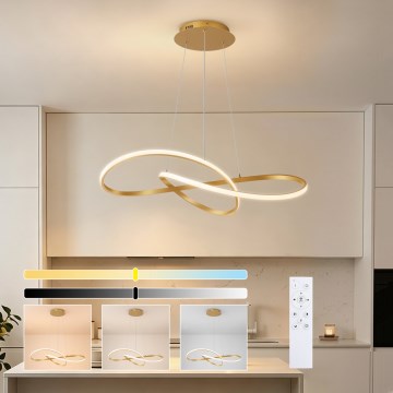 Brilagi - LED zatemnjevalni lestenec na kablu INFINITY LED/80W/230V 3000-6000K 80x80 cm v zlati barvi + daljinski upravljalnik