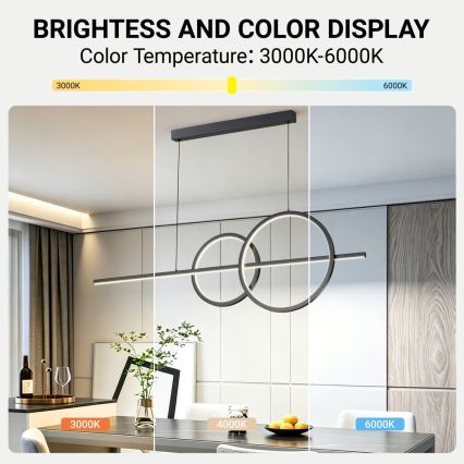 BRILAGI - LED zatemljiv lestenec na kablu SIGNATURE LED/53W/230V 3000-6000K 120 cm črna + daljinski upravljalnik