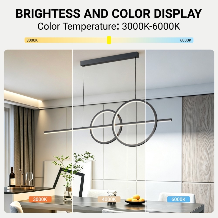 BRILAGI - LED zatemljiv lestenec na kablu SIGNATURE LED/53W/230V 3000-6000K 120 cm črna + daljinski upravljalnik