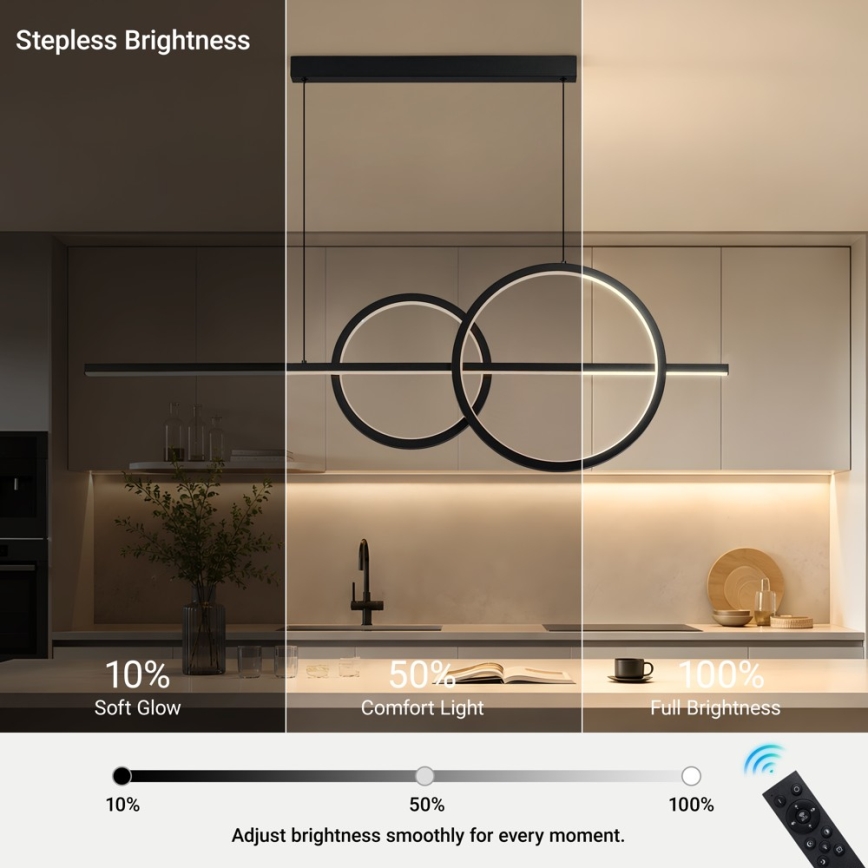 BRILAGI - LED zatemljiv lestenec na kablu SIGNATURE LED/53W/230V 3000-6000K 120 cm črna + daljinski upravljalnik