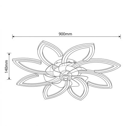 Brilagi - LED stropni ventilator z možnostjo zatemnitve, LED/43W/230V, premer 90 cm, bel, z daljinskim upravljalnikom