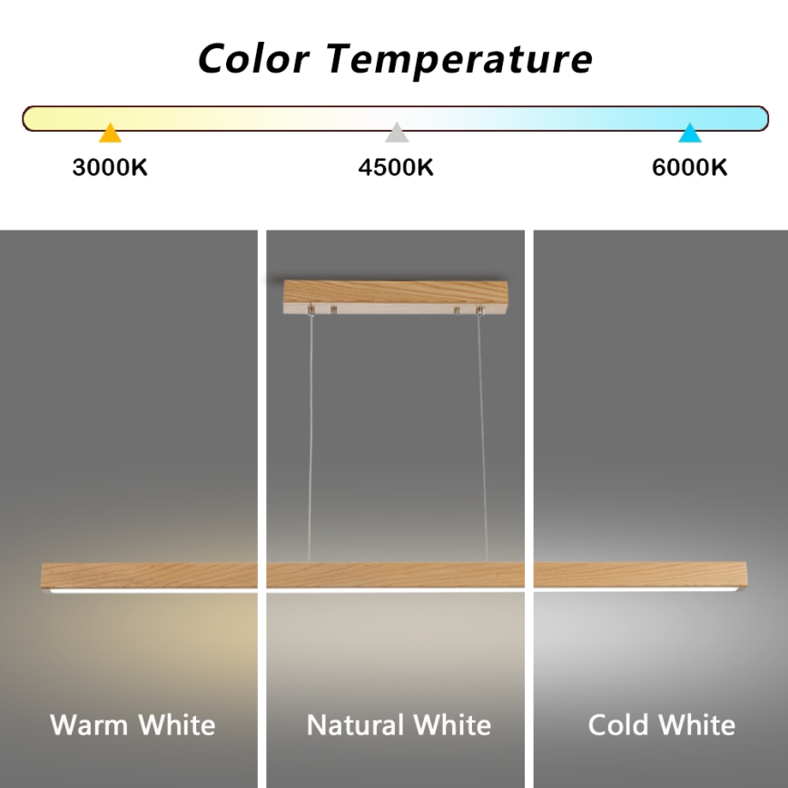 Brilagi - LED viseča svetilka na kablu OAK SMART s funkcijo zatemnitve, LED/30W/230V, Wi‑Fi Tuya, hrast + daljinski upravljalnik
