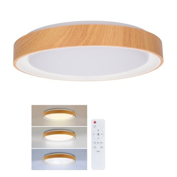 Brilagi - LED zatemnjevalno stropno svetilo FLOCO LED/48W/230V, premer 40 cm, lesni dekor/bela + daljinski upravljalnik