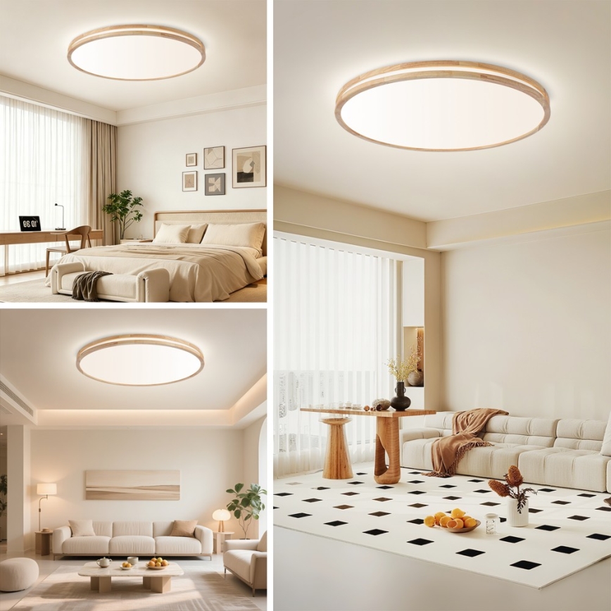 Brilagi - Zatemnjevalna LED stropna svetilka MOLINA LED/128W/230V 3000-6000K hrast, premer 100 cm + daljinski upravljalnik