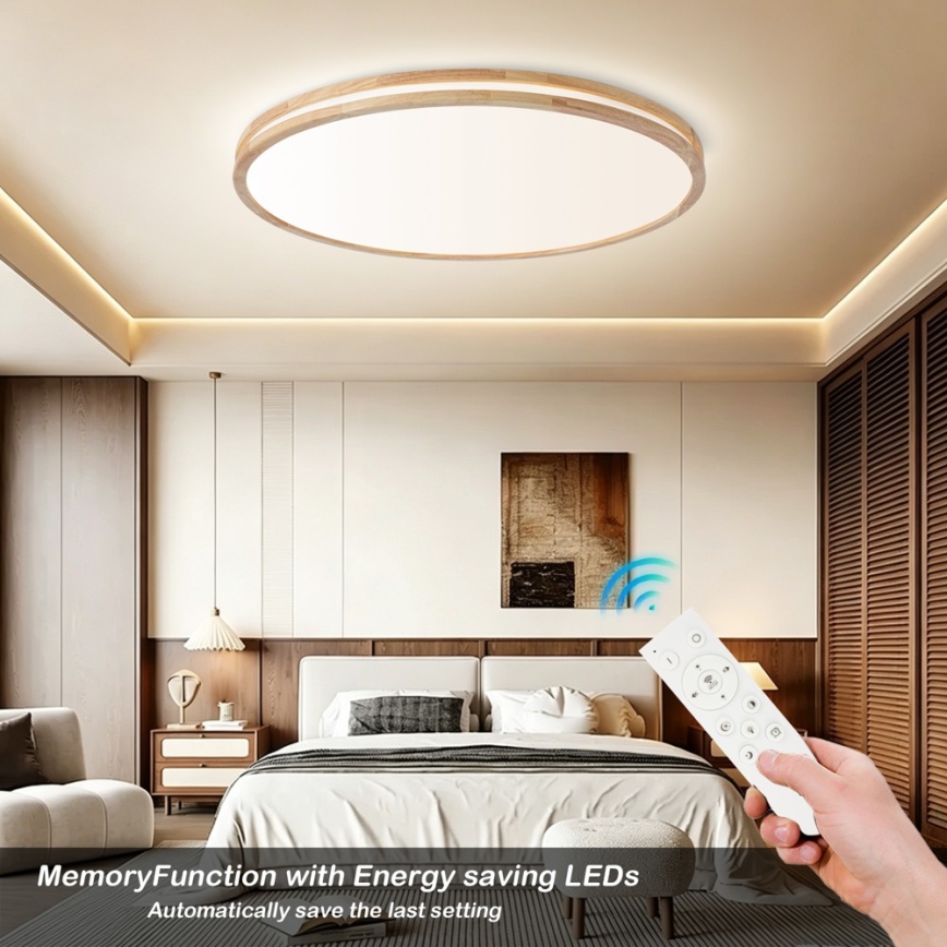 Brilagi - Zatemnjevalna LED stropna svetilka MOLINA LED/128W/230V 3000-6000K hrast, premer 100 cm + daljinski upravljalnik