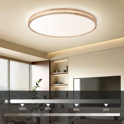 Brilagi - Zatemnjevalna LED stropna svetilka MOLINA LED/128W/230V 3000-6000K hrast, premer 100 cm + daljinski upravljalnik