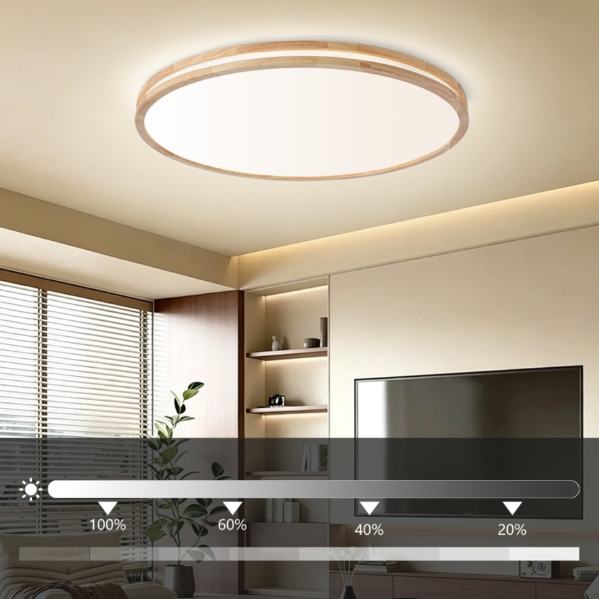 Brilagi - Zatemnjevalna LED stropna svetilka MOLINA LED/128W/230V 3000-6000K hrast, premer 100 cm + daljinski upravljalnik