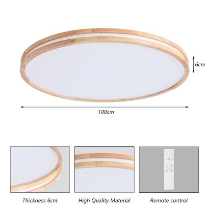 Brilagi - Zatemnjevalna LED stropna svetilka MOLINA LED/128W/230V 3000-6000K hrast, premer 100 cm + daljinski upravljalnik