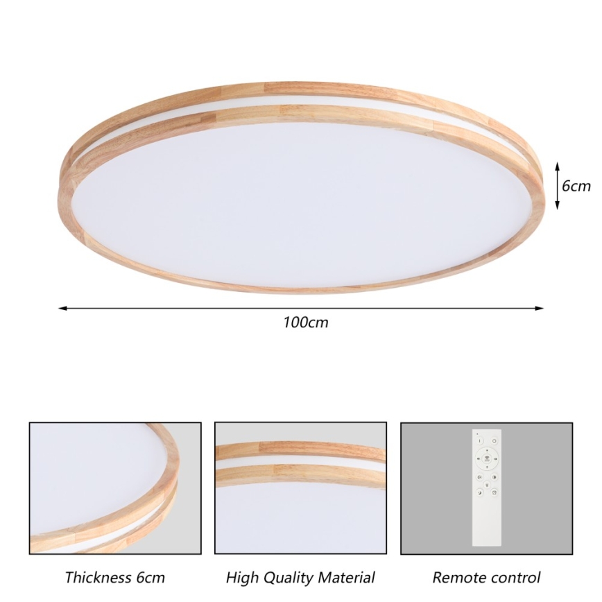 Brilagi - Zatemnjevalna LED stropna svetilka MOLINA LED/128W/230V 3000-6000K hrast, premer 100 cm + daljinski upravljalnik