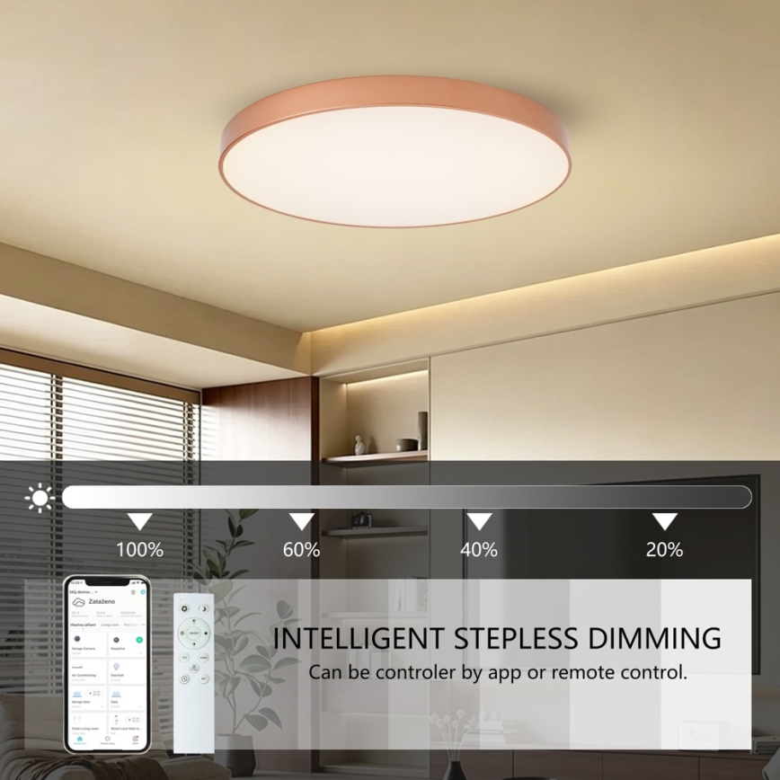 Brilagi - LED stropno svetilo POOL SMART, z zatemnitvijo, 100W/230V, 3000-6000K, premer 80 cm, Wi-Fi Tuya, bronasto + daljinski upravljalnik