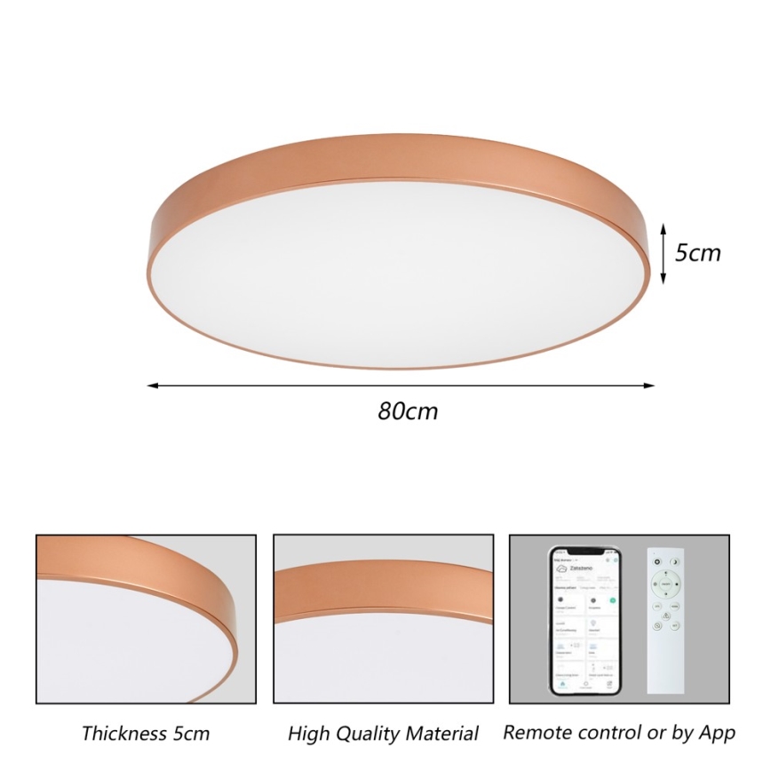 Brilagi - LED stropno svetilo POOL SMART, z zatemnitvijo, 100W/230V, 3000-6000K, premer 80 cm, Wi-Fi Tuya, bronasto + daljinski upravljalnik