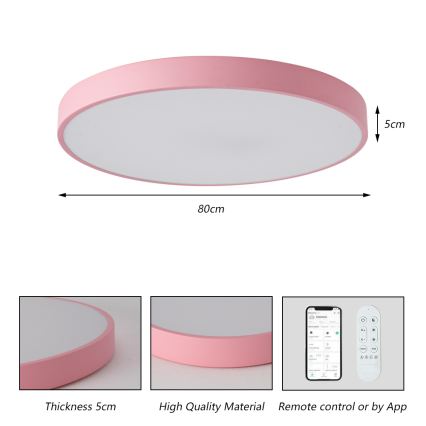 BRILAGI - Zatemnjevalna LED svetilka POOL SMART LED/100W/230V, premer 80 cm, 3000-6000K, Wi-Fi Tuya + daljinski upravljalnik, rožnata