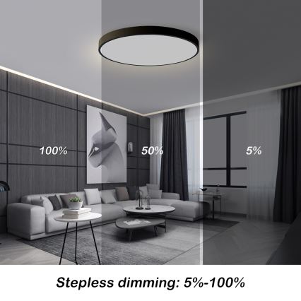 Brilagi - zatemnljivo LED stropno svetilo POOL SMART LED/100W/230V 3000-6000K premer 80 cm Wi-Fi Tuya črna + daljinski upravljalnik