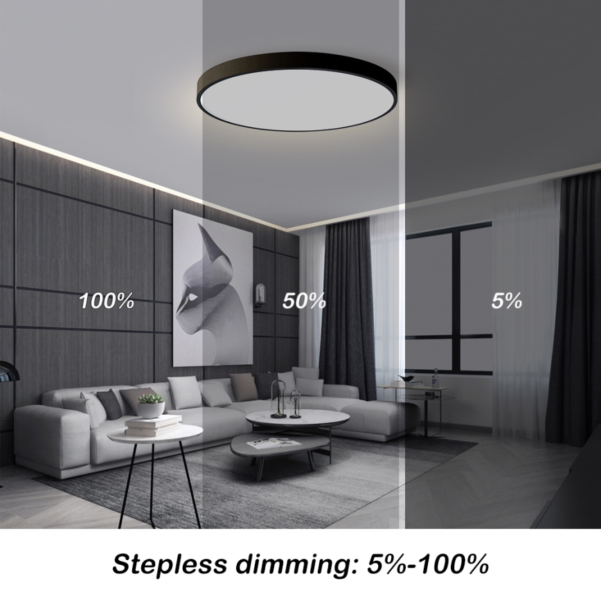 Brilagi - zatemnljivo LED stropno svetilo POOL SMART LED/100W/230V 3000-6000K premer 80 cm Wi-Fi Tuya črna + daljinski upravljalnik