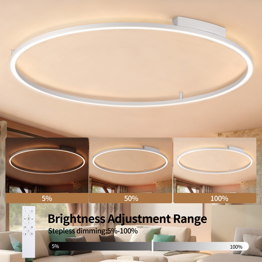 Brilagi - Zatemnjivo stropno LED svetilo PORTOFINO LED/85W/230V 3000-6000K premer 120 cm srebrno + z daljinskim upravljalnikom