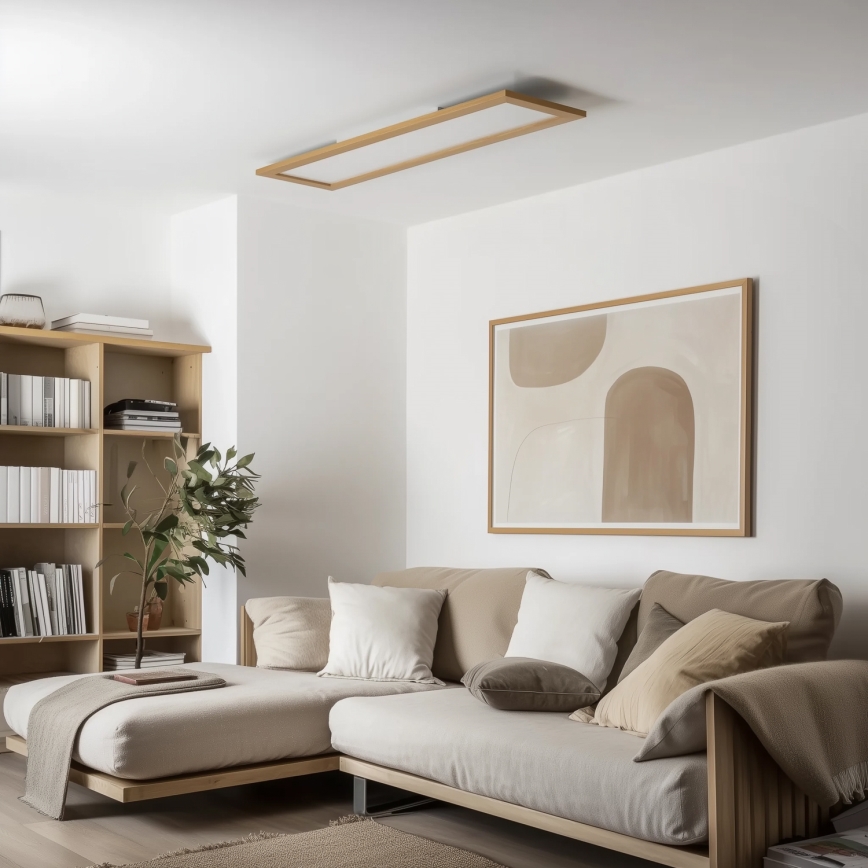Brilagi - LED stropna svetilka z možnostjo zatemnitve SLIMFRAME WOOD LED/58W/230V 124x34 cm 3000-6000K rjava + daljinski upravljalnik