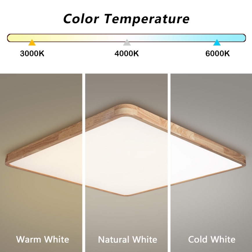 Brilagi - LED zatemnjiva stropna svetilka WOODLINE SQUARE LED/180W/230V 3000-6000K hrast 100x100 cm + daljinski upravljalnik