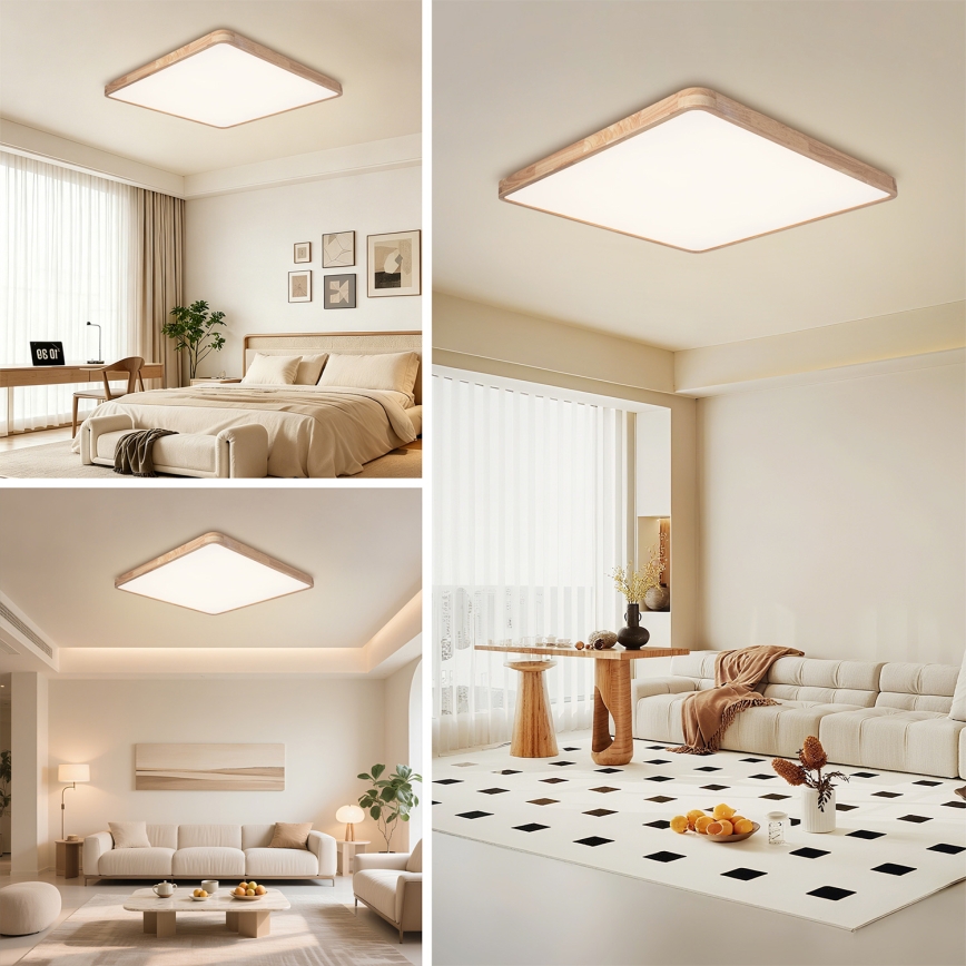 Brilagi - LED zatemnjiva stropna svetilka WOODLINE SQUARE LED/180W/230V 3000-6000K hrast 100x100 cm + daljinski upravljalnik