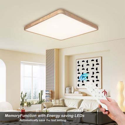 Brilagi - LED zatemnjiva stropna svetilka WOODLINE SQUARE LED/180W/230V 3000-6000K hrast 100x100 cm + daljinski upravljalnik
