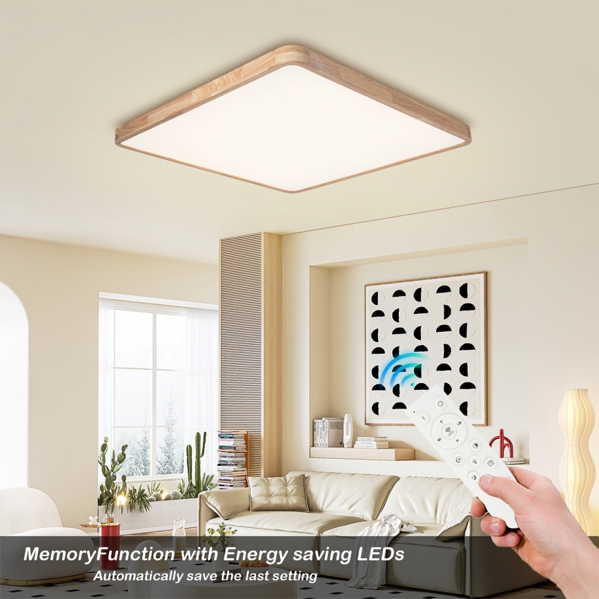 Brilagi - LED zatemnjiva stropna svetilka WOODLINE SQUARE LED/180W/230V 3000-6000K hrast 100x100 cm + daljinski upravljalnik