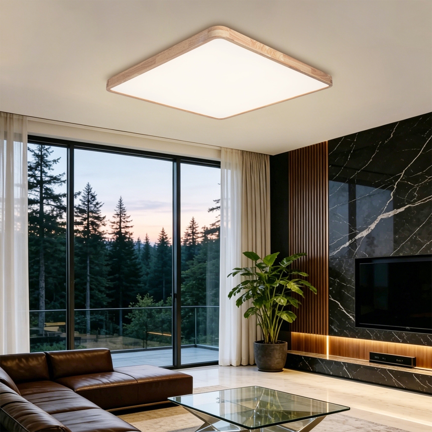 Brilagi - LED zatemnjiva stropna svetilka WOODLINE SQUARE LED/180W/230V 3000-6000K hrast 100x100 cm + daljinski upravljalnik