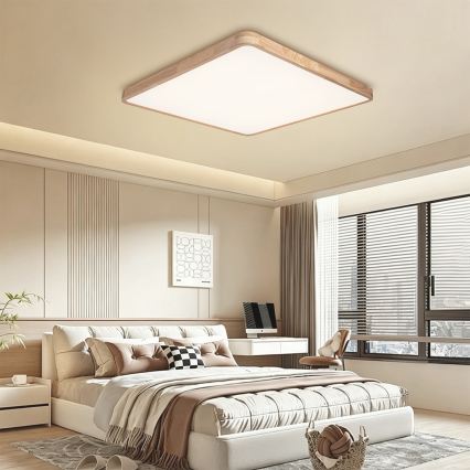Brilagi - LED zatemnjiva stropna svetilka WOODLINE SQUARE LED/180W/230V 3000-6000K hrast 100x100 cm + daljinski upravljalnik