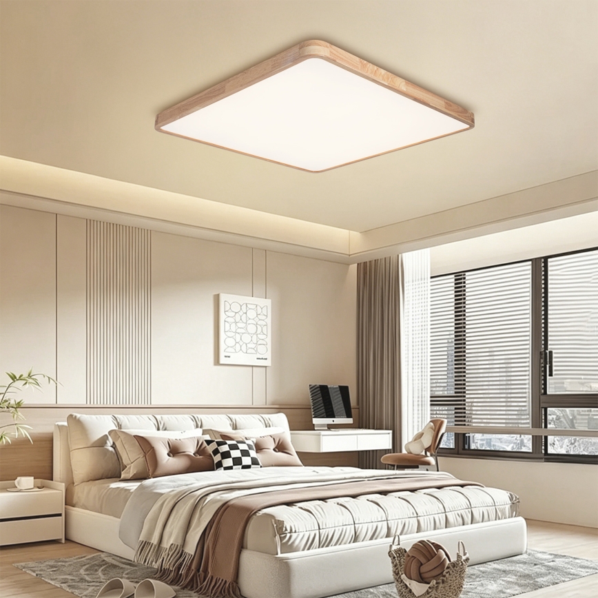 Brilagi - LED zatemnjiva stropna svetilka WOODLINE SQUARE LED/180W/230V 3000-6000K hrast 100x100 cm + daljinski upravljalnik
