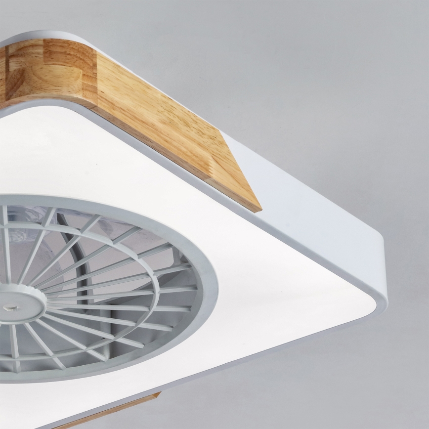 Brilagi - zatemnjiva LED stropna svetilka z ventilatorjem LED/38W/230V 3000-6500K 3000-6500K 50x50 cm bela/hrast + daljinski upravljalnik