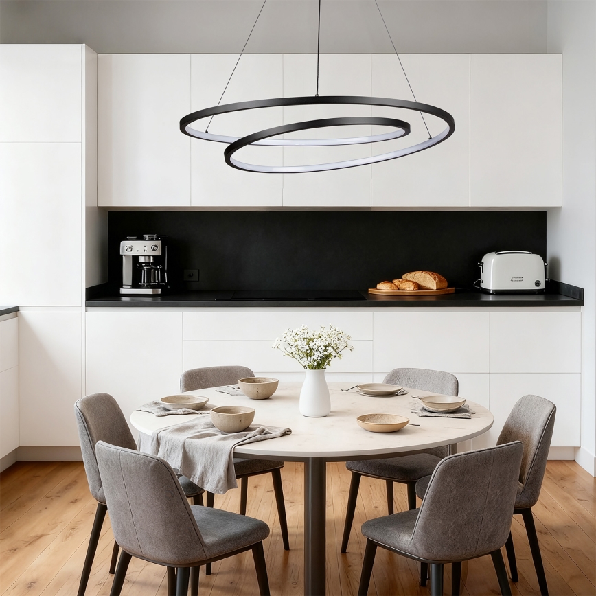 Brilagi - LED zatemljiv viseči lestenec na kablu TWISTER LED/105W/230V 3000-6000K premer 100 cm črna + daljinski upravljalnik