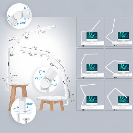 Brilagi - LED zatemnjevalna fleksibilna namizna svetilka na dotik VARIO LED/12W/230V 3000/4000/5000/6500K CRI 92 bela