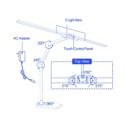 Brilagi - LED namizna svetilka VARIO z nastavljivo svetlostjo in upravljanjem na dotik LED/24W/230V 3000-6500K CRI 92 bela