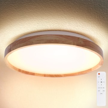 Brilagi - LED zatemnjiva stropna svetilka ALSON LED/48W/230V 3000-6500K hrast premer 39,5 cm + daljinski upravljalnik