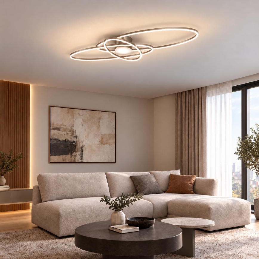 BRILAGI - Zatemnjiva stropna svetilka APOLLO LED/58W/230V 3000-6500K 43,2x101,2 cm matiran krom + daljinski upravljalnik