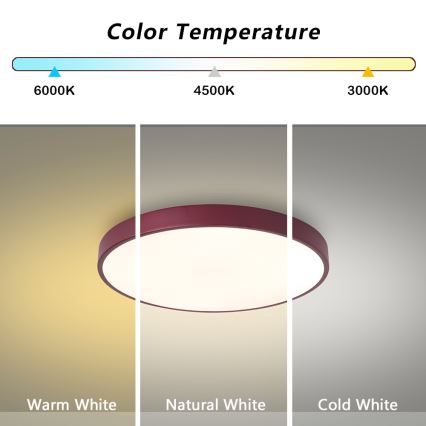 Brilagi - zatemnljivo stropno LED svetilo POOL LED/36W/230V 3000-6000K premer 30 cm burgundska + daljinski upravljalnik