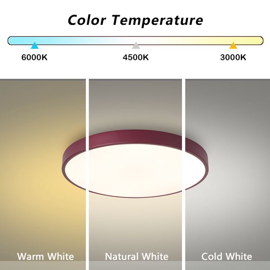 Brilagi - zatemnljivo stropno LED svetilo POOL LED/36W/230V 3000-6000K premer 30 cm burgundska + daljinski upravljalnik