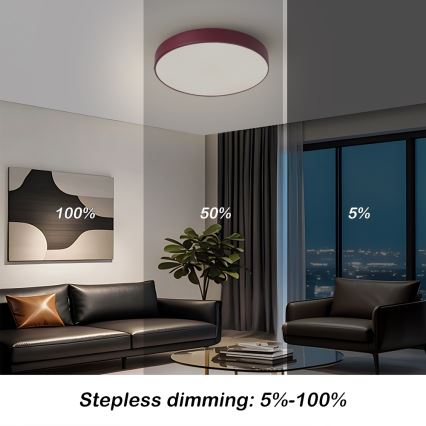 Brilagi - zatemnljivo stropno LED svetilo POOL LED/36W/230V 3000-6000K premer 30 cm burgundska + daljinski upravljalnik