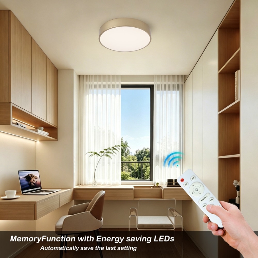 Brilagi - LED Zatemnjiva stropna svetilka POOL LED/36W/230V 3000-6000K, premer 30 cm, zlata + daljinski upravljalnik