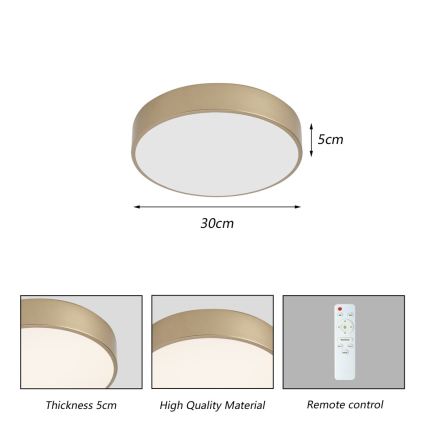 Brilagi - LED Zatemnjiva stropna svetilka POOL LED/36W/230V 3000-6000K, premer 30 cm, zlata + daljinski upravljalnik