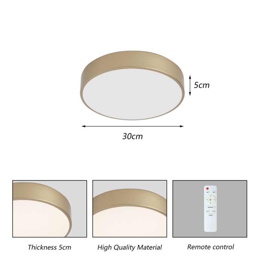 Brilagi - LED Zatemnjiva stropna svetilka POOL LED/36W/230V 3000-6000K, premer 30 cm, zlata + daljinski upravljalnik