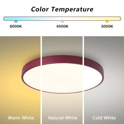 Brilagi - LED zatemnljivo stropno svetilo POOL LED/60W/230V 3000-6000K Ø 50 cm burgundno + daljinski upravljalnik