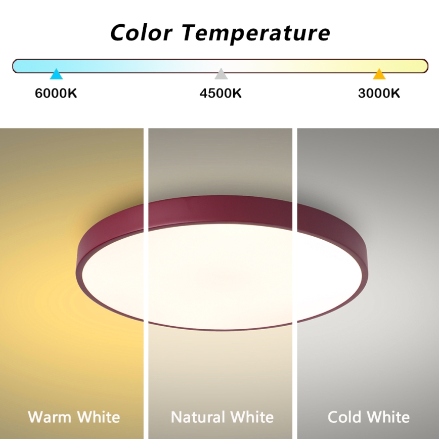 Brilagi - LED zatemnljivo stropno svetilo POOL LED/60W/230V 3000-6000K Ø 50 cm burgundno + daljinski upravljalnik