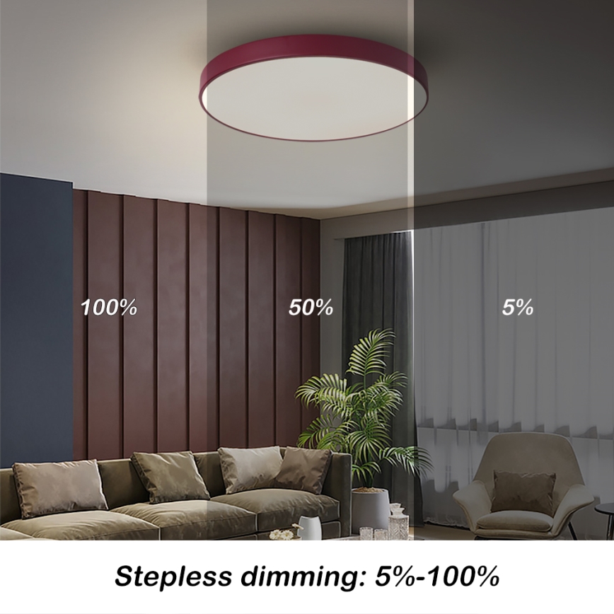 Brilagi - LED zatemnljivo stropno svetilo POOL LED/60W/230V 3000-6000K Ø 50 cm burgundno + daljinski upravljalnik