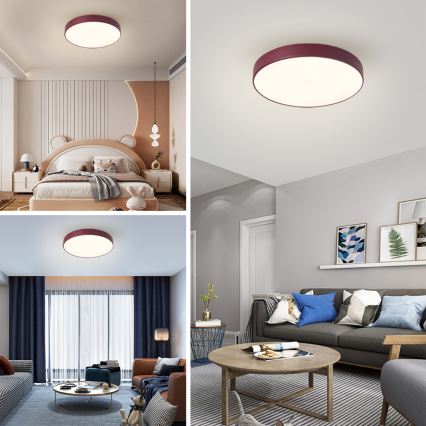 Brilagi - LED zatemnljivo stropno svetilo POOL LED/60W/230V 3000-6000K Ø 50 cm burgundno + daljinski upravljalnik