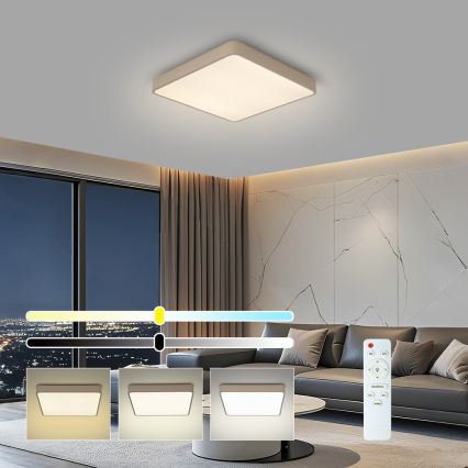 Brilagi - Zatemnjivo LED stropno svetilo POOL SQUARE LED/48W/230V 3000-6000K 50x50 cm bež + daljinski upravljalnik