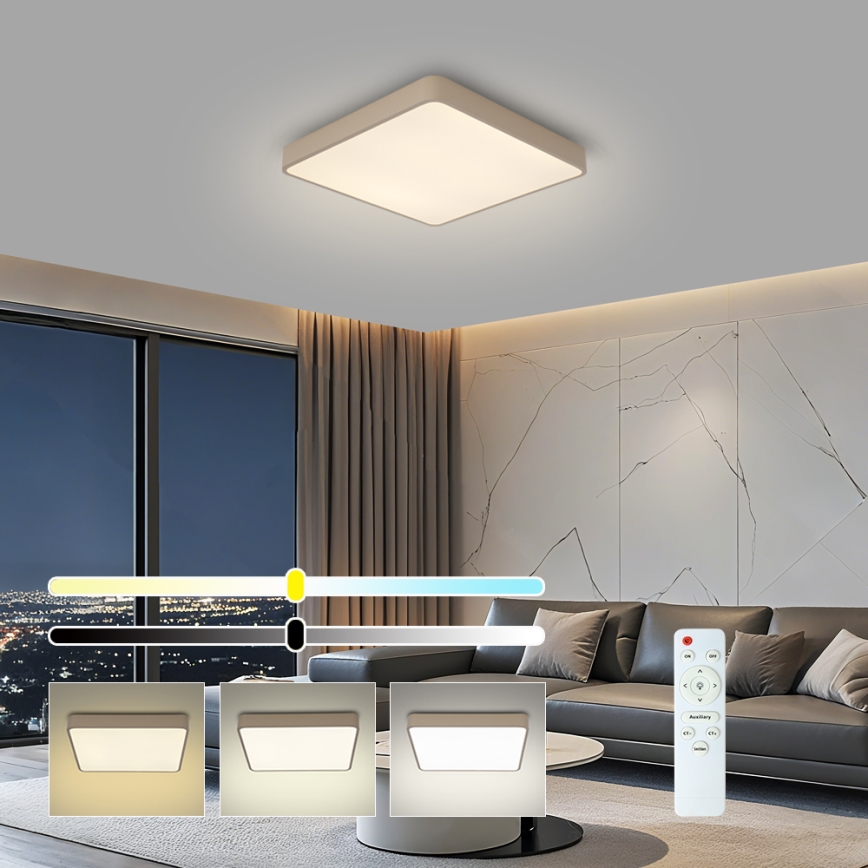 Brilagi - Zatemnjivo LED stropno svetilo POOL SQUARE LED/48W/230V 3000-6000K 50x50 cm bež + daljinski upravljalnik